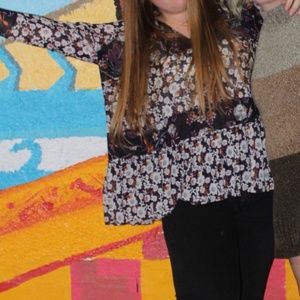 Free People Isabelle Floral V-Neck Tunic Top Sz S